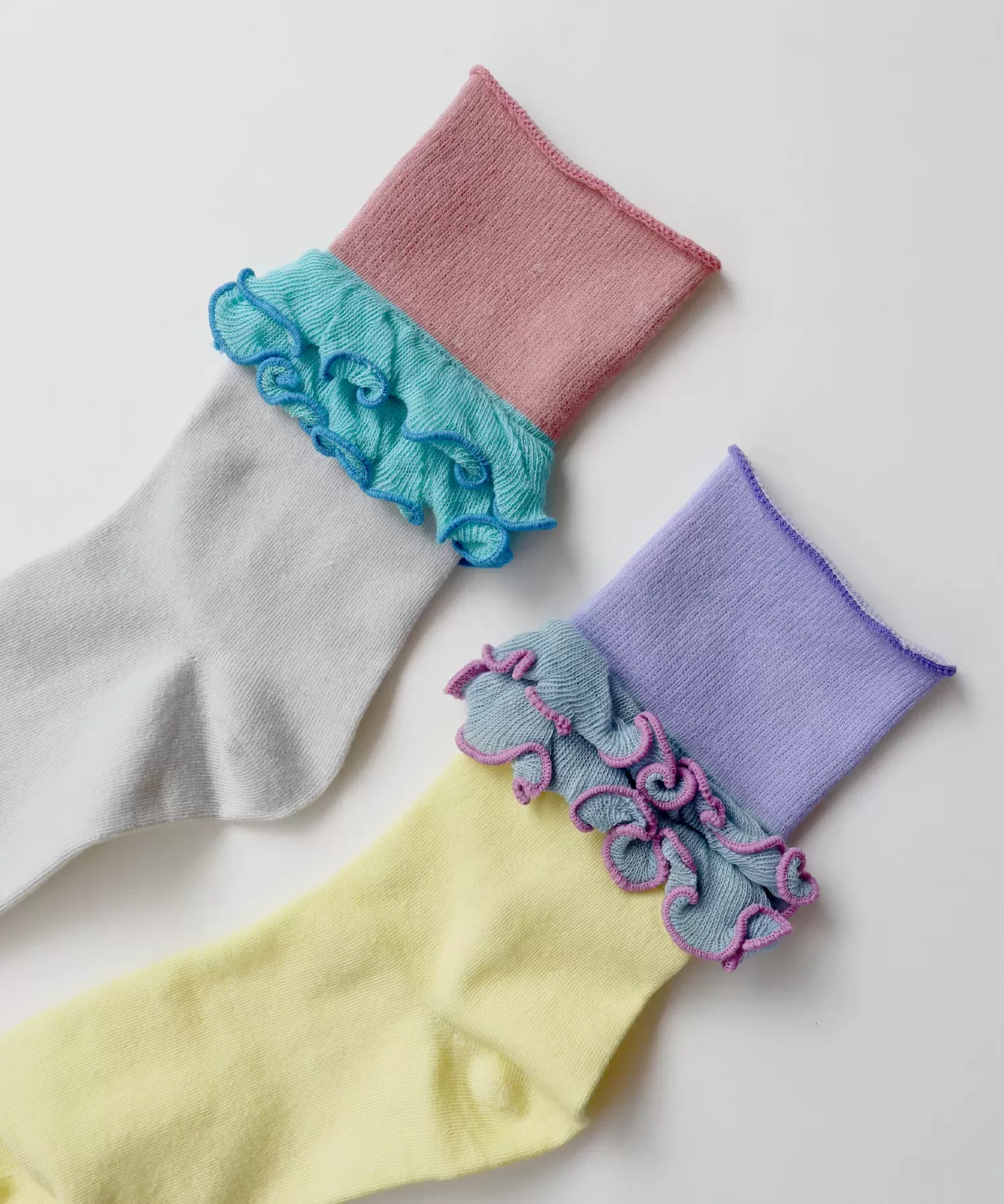 ダブルフリル  クルーソックス ２Ｐ